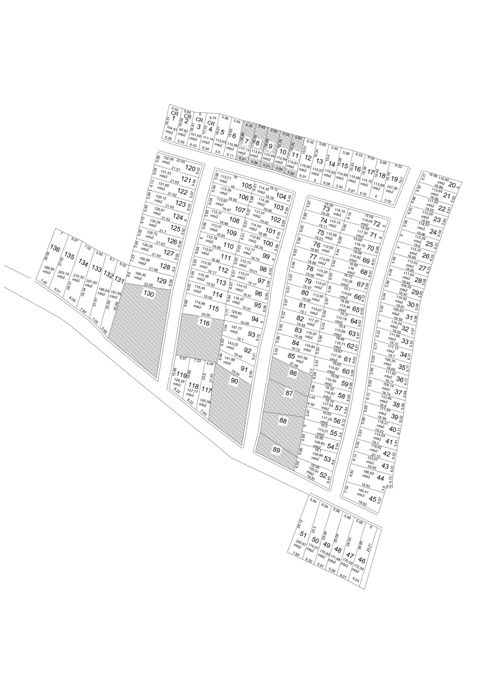Plano oficial de Lotificación Hacienda Valparaíso - 136 lotes